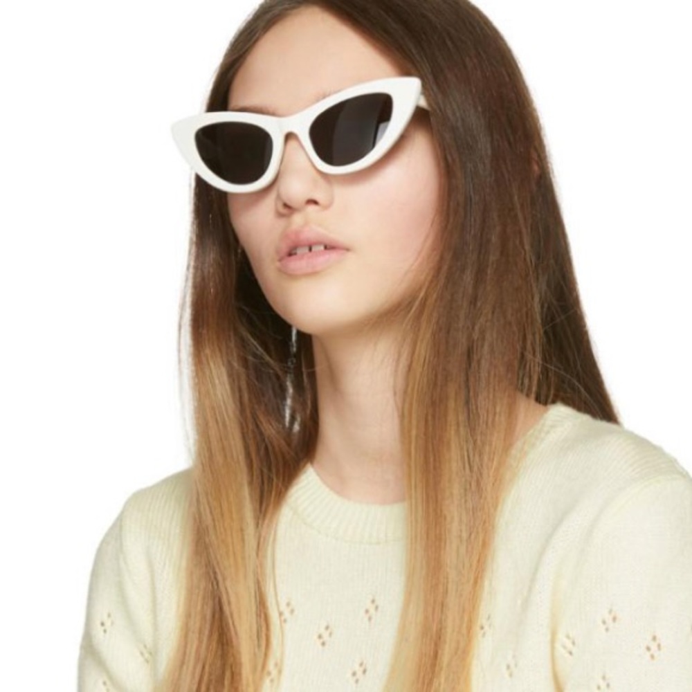 Saint Laurent White Lily Sunglasses YSL Cat Eye